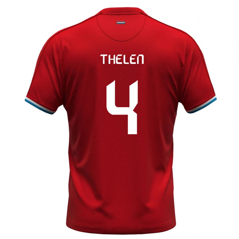 Danxen Niño Camiseta Luxemburgo Eliot Thelen #4 Rojo Blanco Azul 1ª Equipación 26-28 La Camisa