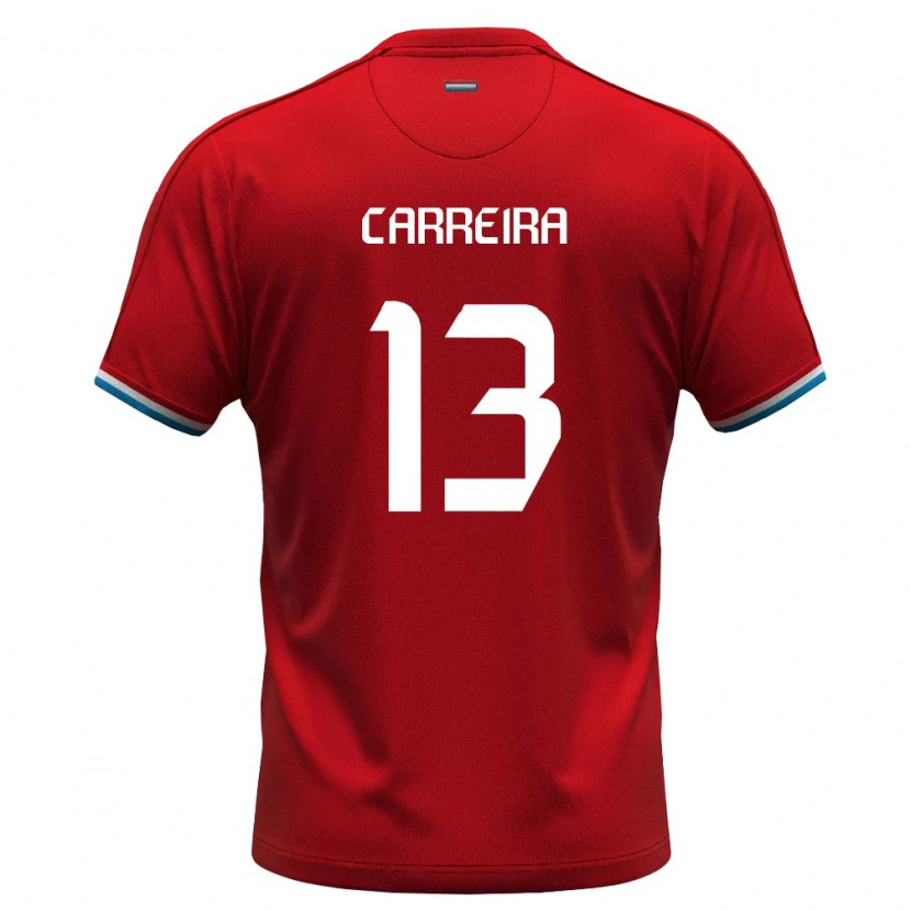 Danxen Niño Camiseta Luxemburgo Mateo Carreira #13 Rojo Blanco Azul 1ª Equipación 26-28 La Camisa
