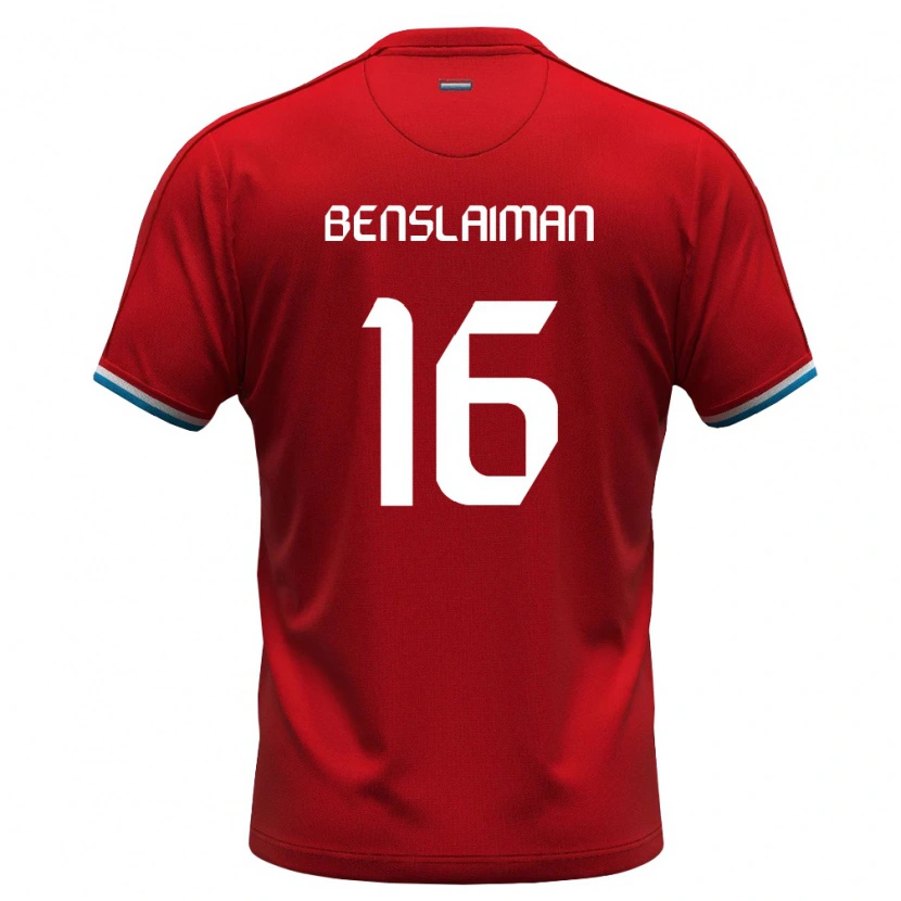 Danxen Niño Camiseta Luxemburgo Mohamed Benslaiman #16 Rojo Blanco Azul 1ª Equipación 26-28 La Camisa