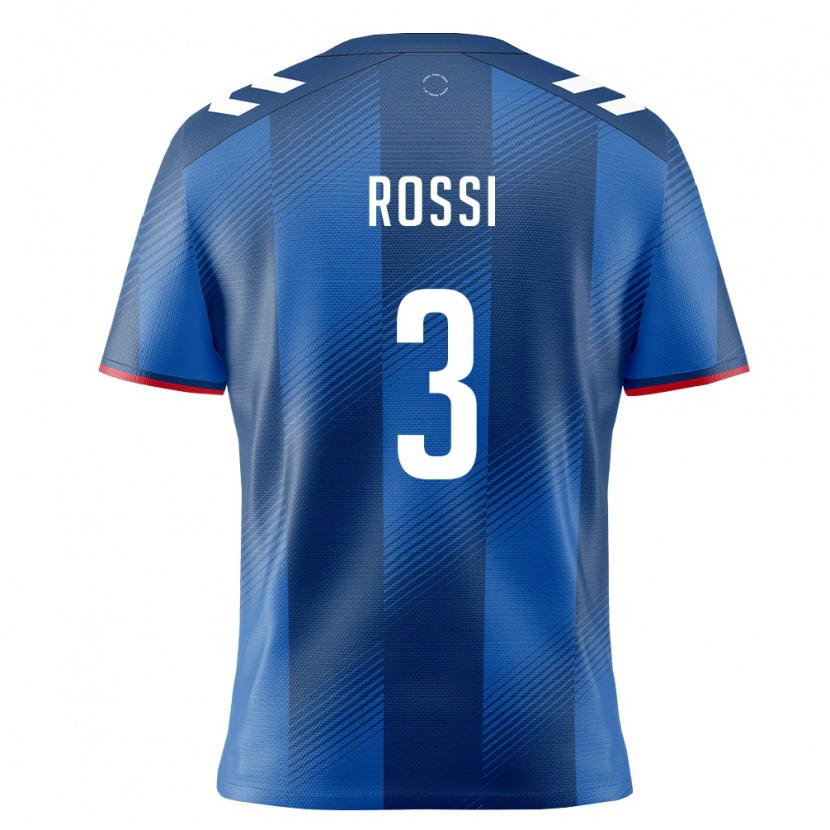 Danxen Niño Camiseta Puerto Rico Diego Rossi #3 Azul Real Rojo Blanco 1ª Equipación 26-28 La Camisa