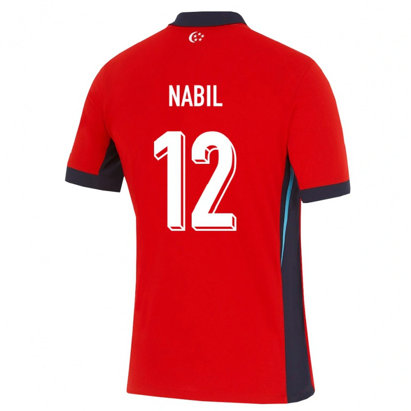 Danxen Niño Camiseta Singapur Firman Nabil #12 Rojo Blanco Negro 1ª Equipación 26-28 La Camisa