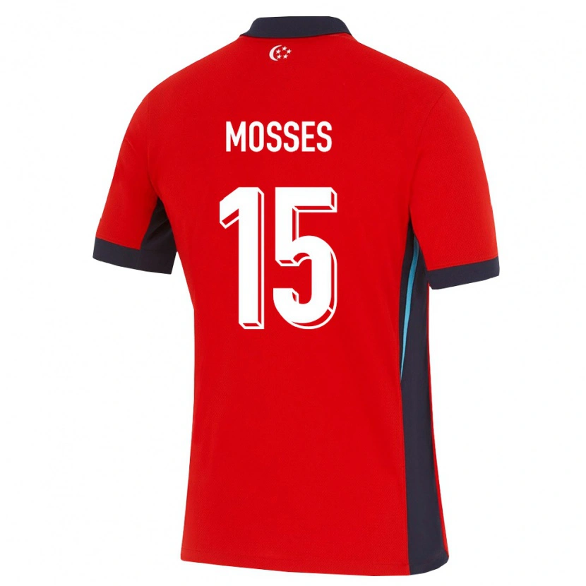 Danxen Niño Camiseta Singapur Marcus Mosses #15 Rojo Blanco Negro 1ª Equipación 26-28 La Camisa