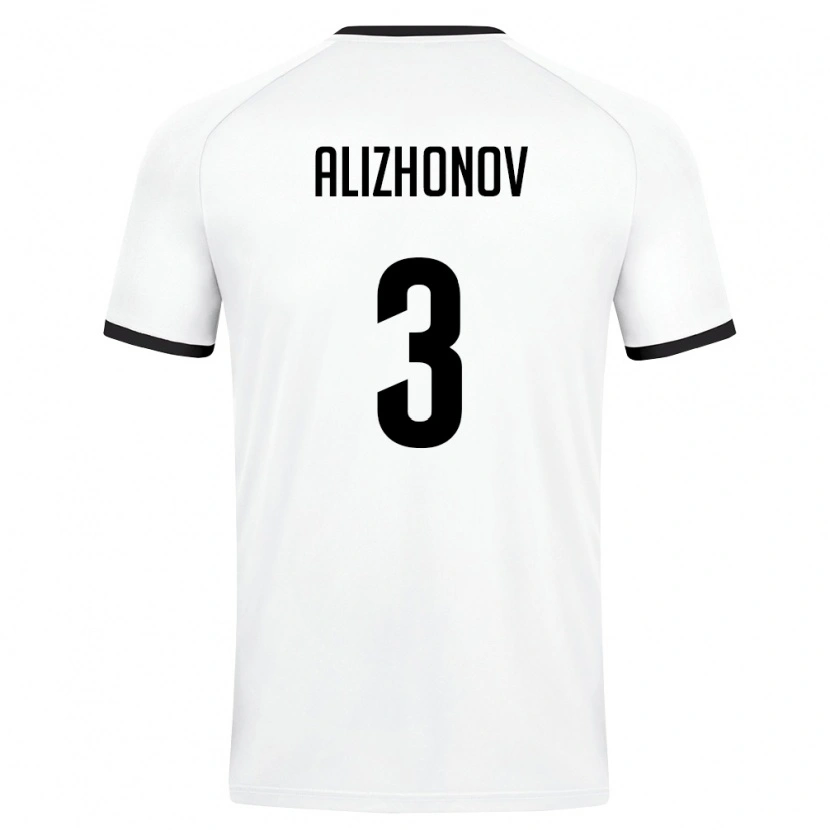 Danxen Niño Camiseta Uzbekistán Khozhiakbar Alizhonov #3 Blanco Verde Oscuro 2ª Equipación 26-28 La Camisa