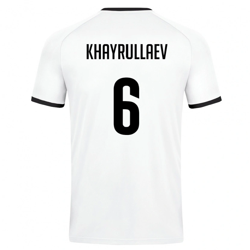 Danxen Niño Camiseta Uzbekistán Ravshan Khayrullaev #6 Blanco Verde Oscuro 2ª Equipación 26-28 La Camisa