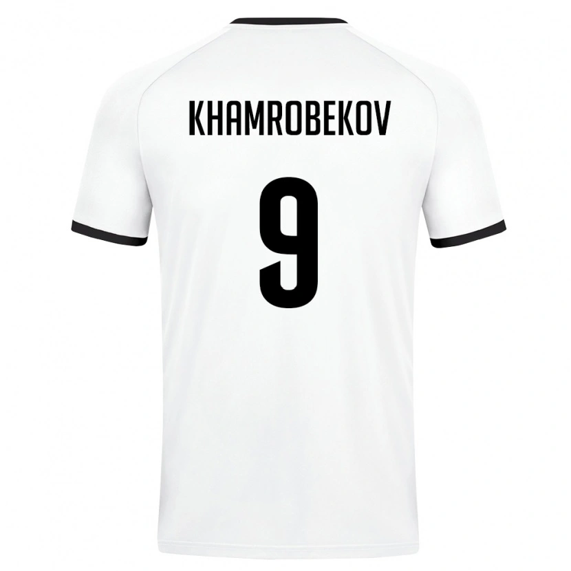 Danxen Niño Camiseta Uzbekistán Odildzhon Khamrobekov #9 Blanco Verde Oscuro 2ª Equipación 26-28 La Camisa