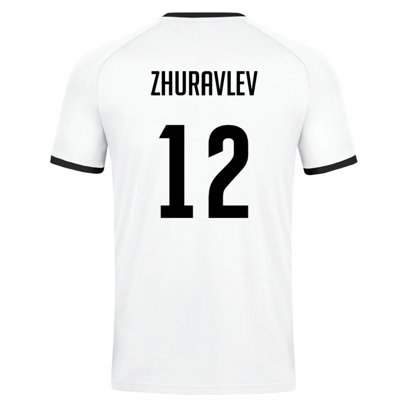 Danxen Niño Camiseta Uzbekistán Denis Zhuravlev #12 Blanco Verde Oscuro 2ª Equipación 26-28 La Camisa