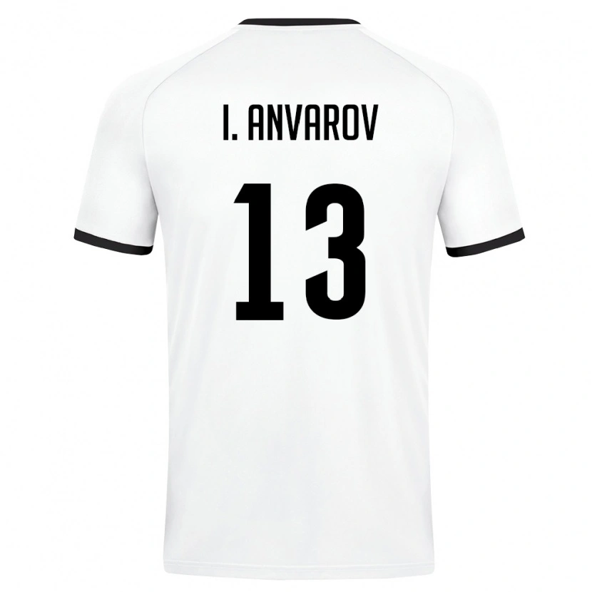 Danxen Niño Camiseta Uzbekistán Islom Anvarov #13 Blanco Verde Oscuro 2ª Equipación 26-28 La Camisa