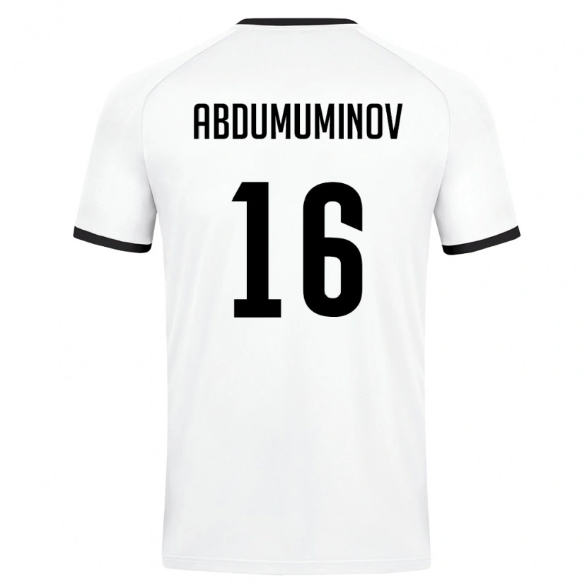 Danxen Niño Camiseta Uzbekistán Azizbek Abdumuminov #16 Blanco Verde Oscuro 2ª Equipación 26-28 La Camisa