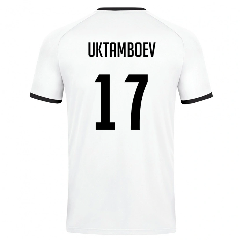 Danxen Niño Camiseta Uzbekistán Jakhongirmirzo Uktamboev #17 Blanco Verde Oscuro 2ª Equipación 26-28 La Camisa