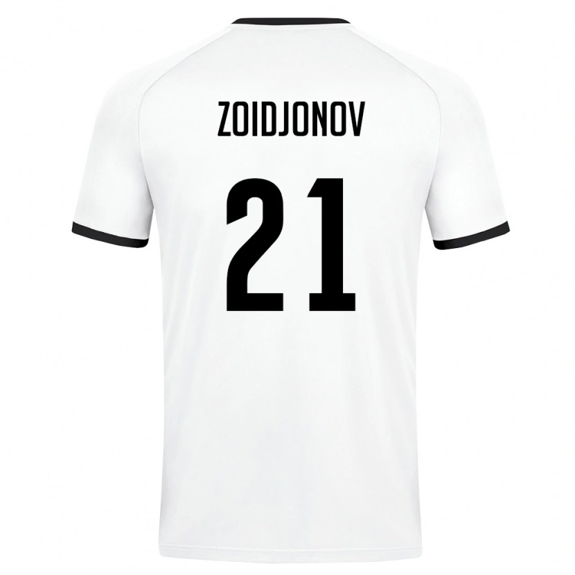 Danxen Niño Camiseta Uzbekistán Abdulboriy Zoidjonov #21 Blanco Verde Oscuro 2ª Equipación 26-28 La Camisa