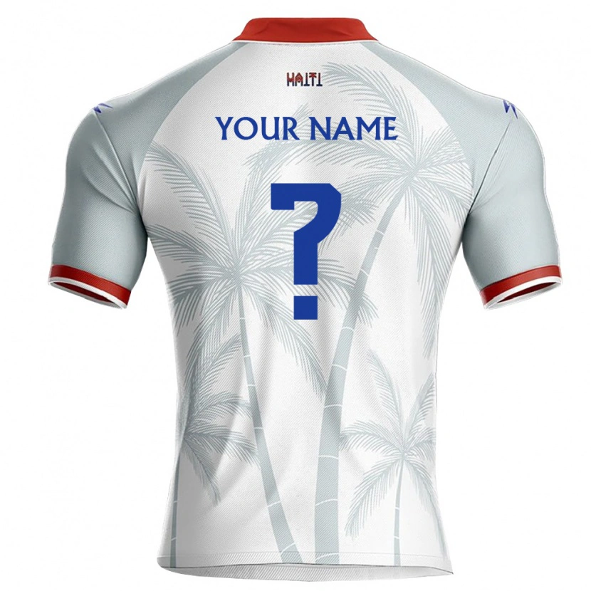 Danxen Niño Camiseta Haití Su Nombre #0 Blanco Rojo Gris 2ª Equipación 26-28 La Camisa