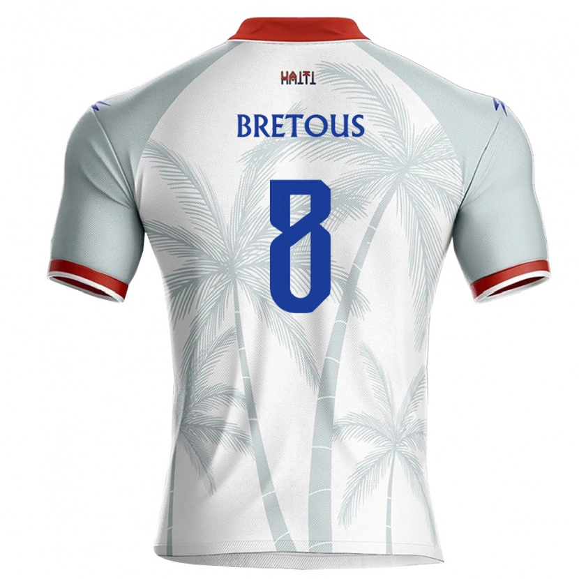 Danxen Niño Camiseta Haití Julian Bretous #8 Blanco Rojo Gris 2ª Equipación 26-28 La Camisa