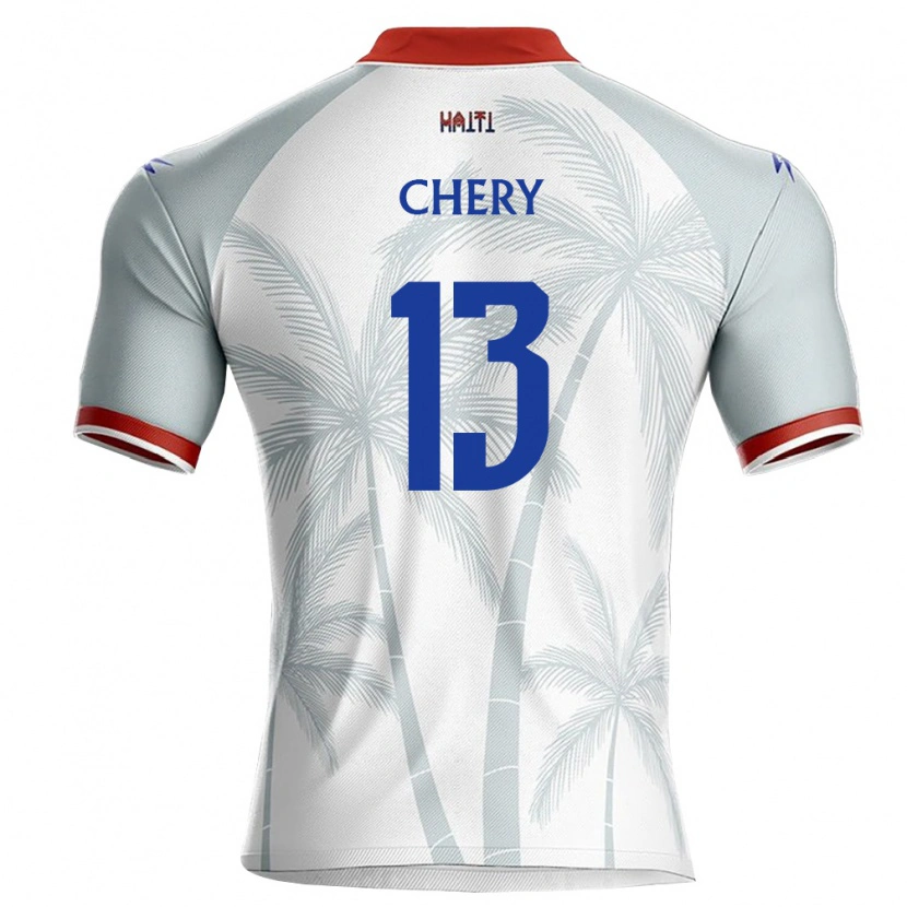 Danxen Niño Camiseta Haití Mikenley Chery #13 Blanco Rojo Gris 2ª Equipación 26-28 La Camisa
