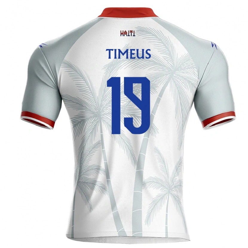 Danxen Niño Camiseta Haití Jeffte Timeus #19 Blanco Rojo Gris 2ª Equipación 26-28 La Camisa