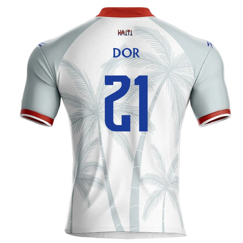 Danxen Niño Camiseta Haití Rodnelson Dor #21 Blanco Rojo Gris 2ª Equipación 26-28 La Camisa