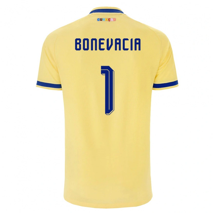 Danxen Niño Camiseta Curazao Giuliano Bonevacia #1 Amarillo Marino Rosa 2ª Equipación 26-28 La Camisa