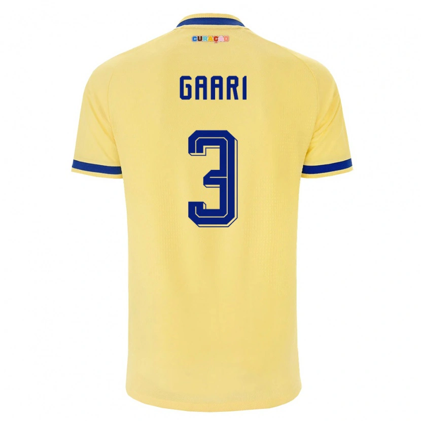 Danxen Niño Camiseta Curazao Juriën Gaari #3 Amarillo Marino Rosa 2ª Equipación 26-28 La Camisa