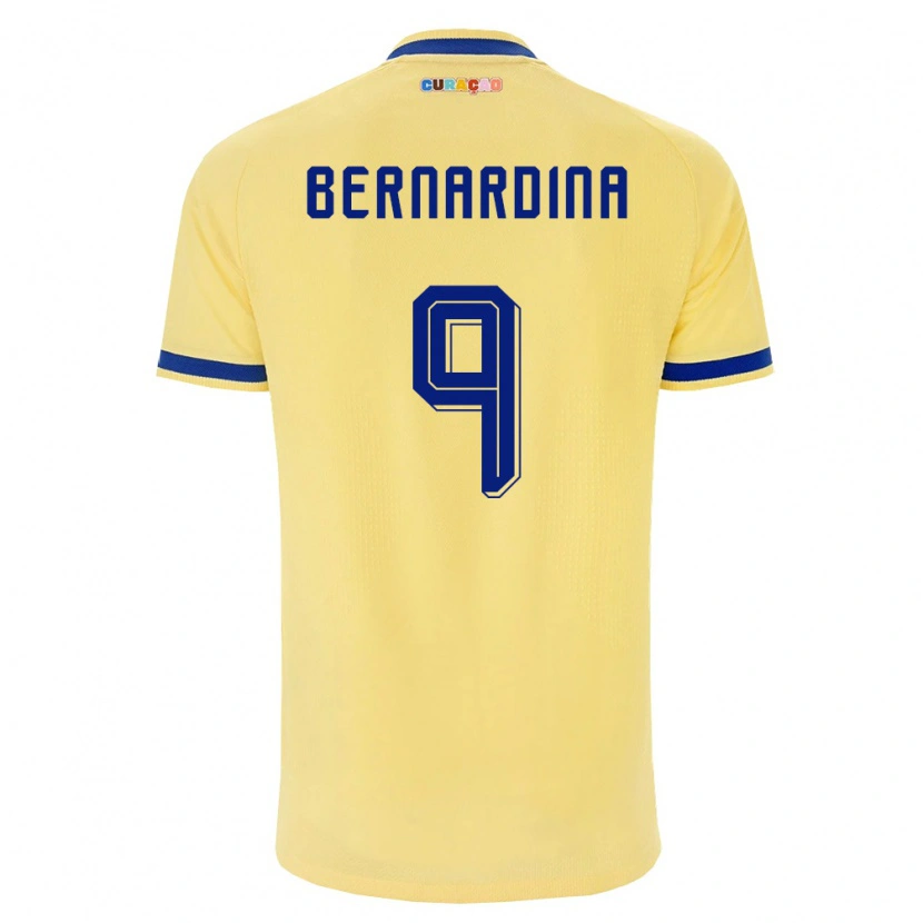 Danxen Niño Camiseta Curazao Damiënthly Bernardina #9 Amarillo Marino Rosa 2ª Equipación 26-28 La Camisa