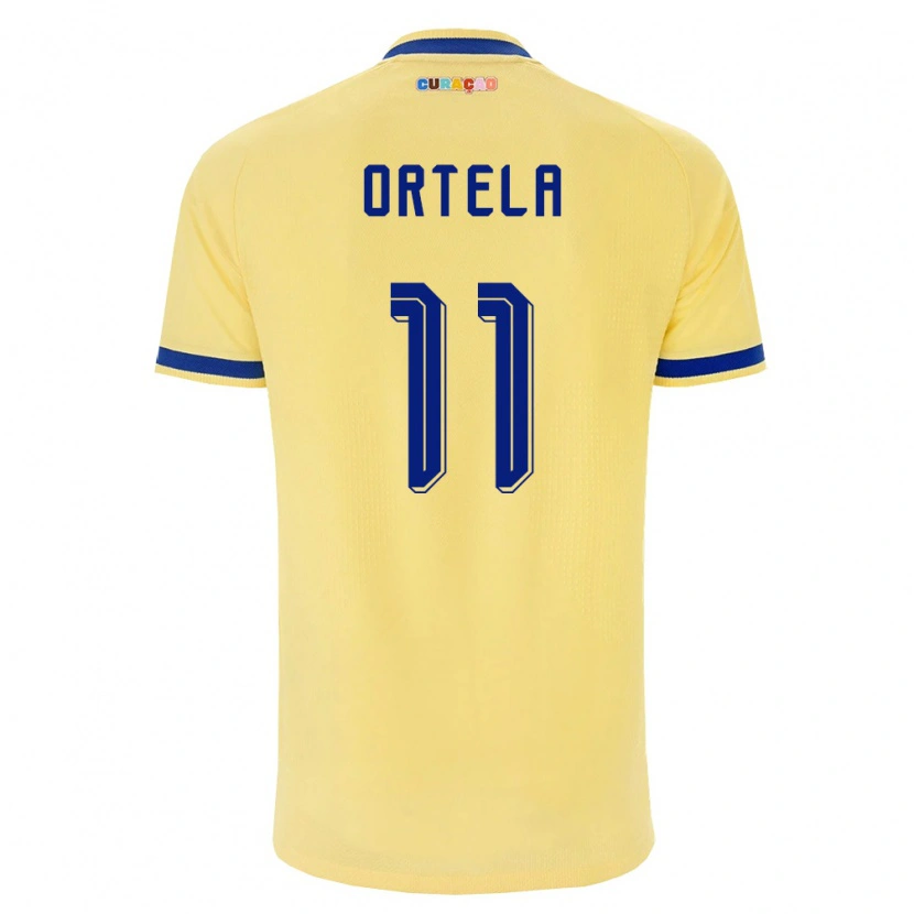 Danxen Niño Camiseta Curazao Jerremy Ortela #11 Amarillo Marino Rosa 2ª Equipación 26-28 La Camisa