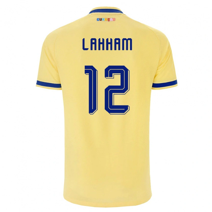 Danxen Niño Camiseta Curazao Nasser Lahham #12 Amarillo Marino Rosa 2ª Equipación 26-28 La Camisa