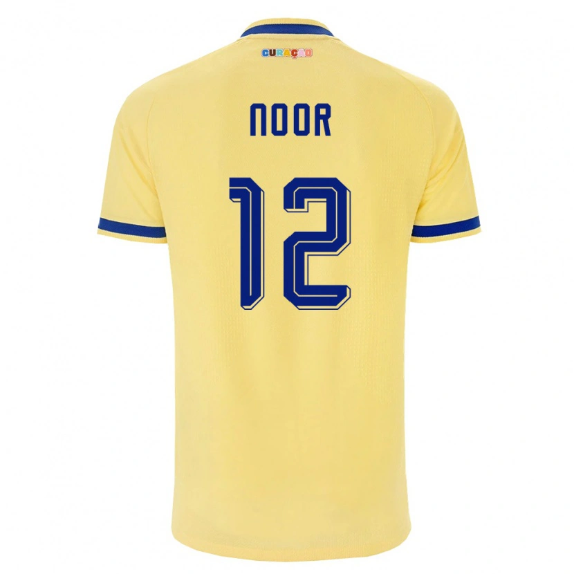 Danxen Niño Camiseta Curazao Izjaïr Noor #12 Amarillo Marino Rosa 2ª Equipación 26-28 La Camisa