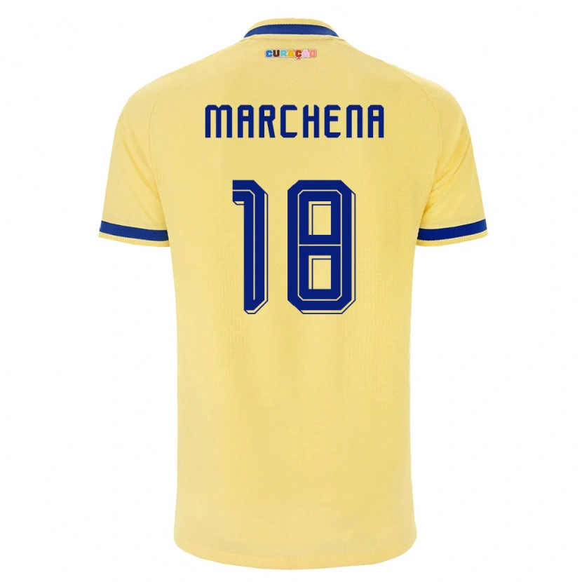Danxen Niño Camiseta Curazao Tarino Marchena #18 Amarillo Marino Rosa 2ª Equipación 26-28 La Camisa