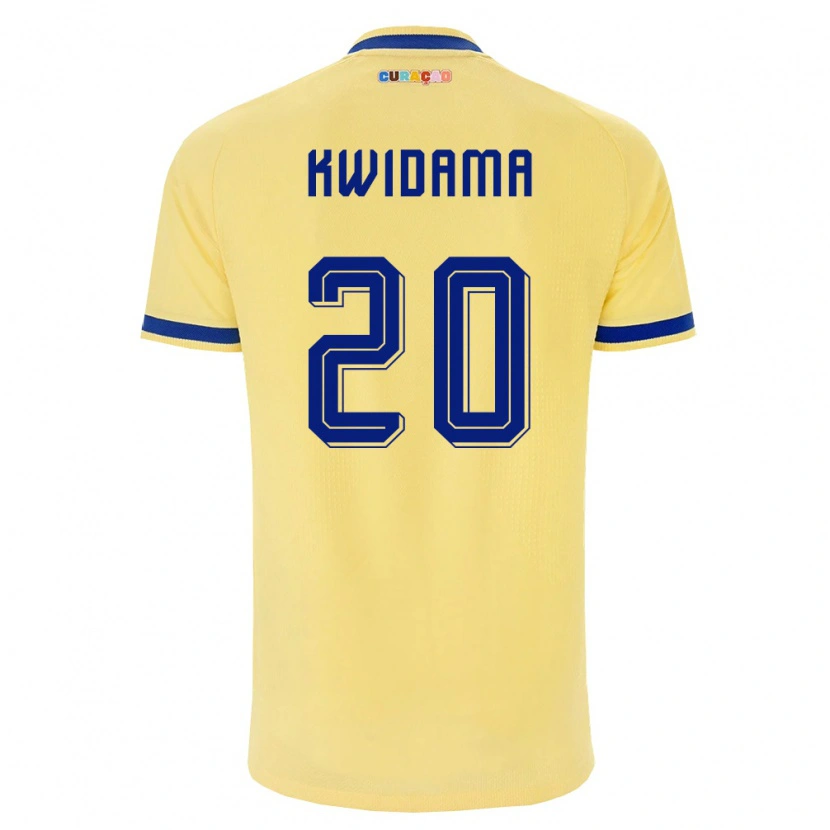 Danxen Niño Camiseta Curazao Jowendrick Kwidama #20 Amarillo Marino Rosa 2ª Equipación 26-28 La Camisa