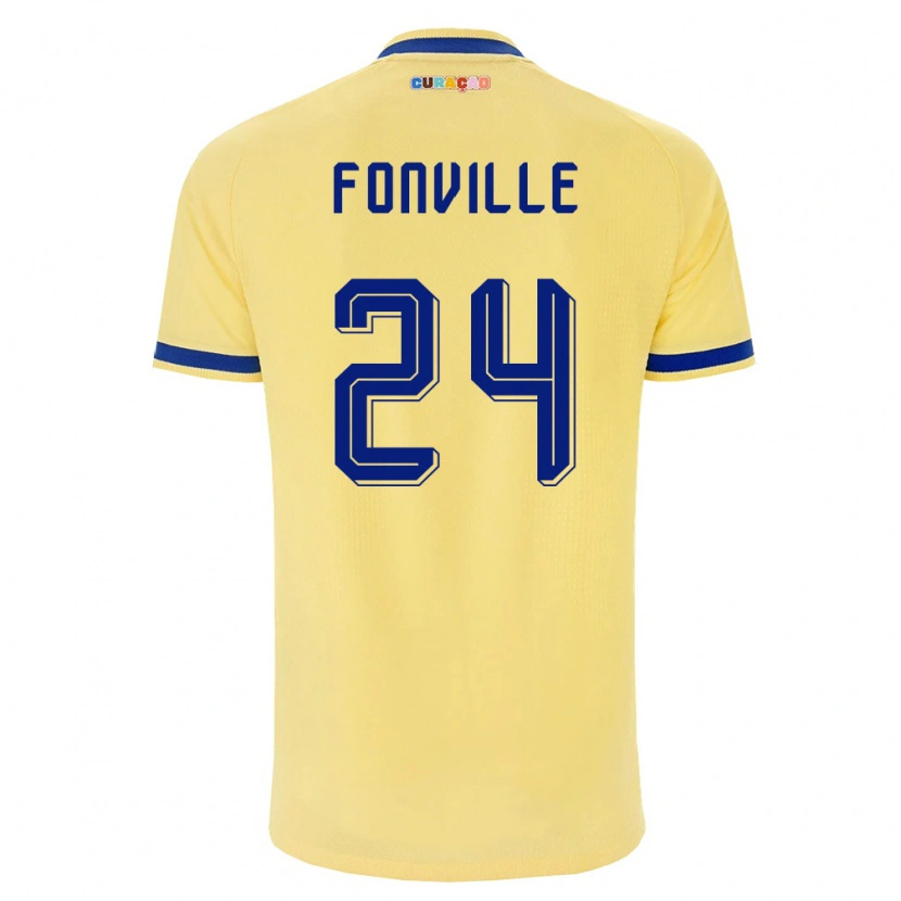 Danxen Niño Camiseta Curazao Deveron Fonville #24 Amarillo Marino Rosa 2ª Equipación 26-28 La Camisa