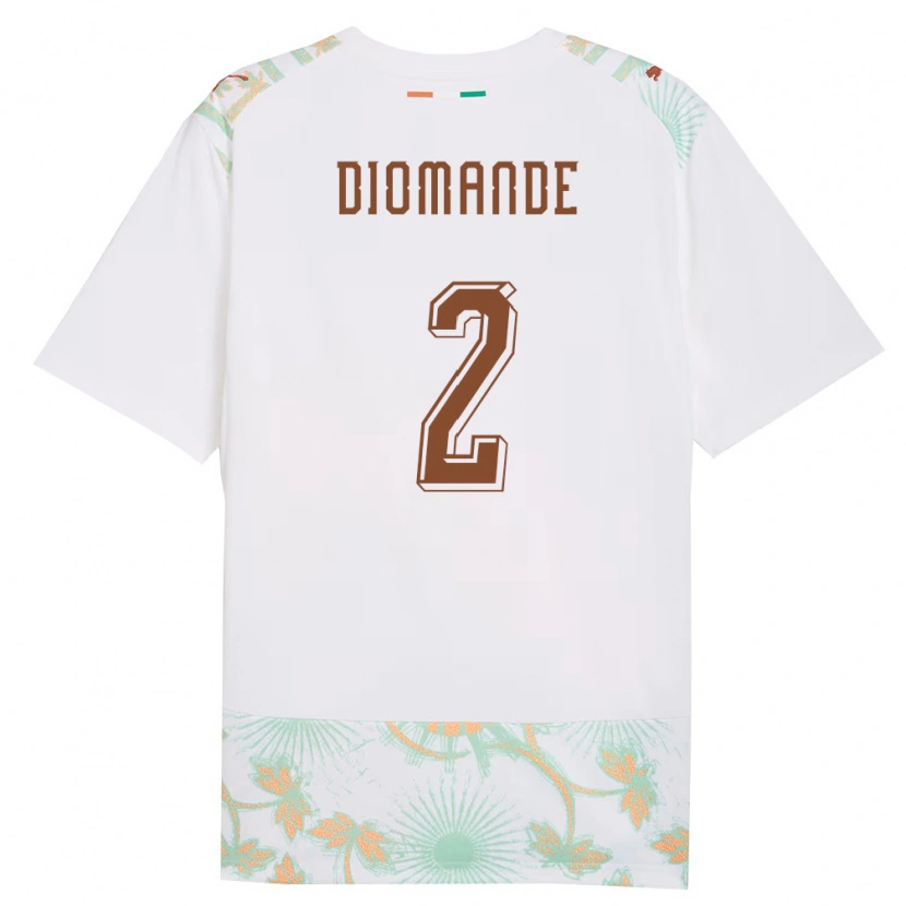 Danxen Niño Camiseta Costa De Marfil Ousmane Diomande #2 Blanco Naranja Verde 2ª Equipación 26-28 La Camisa