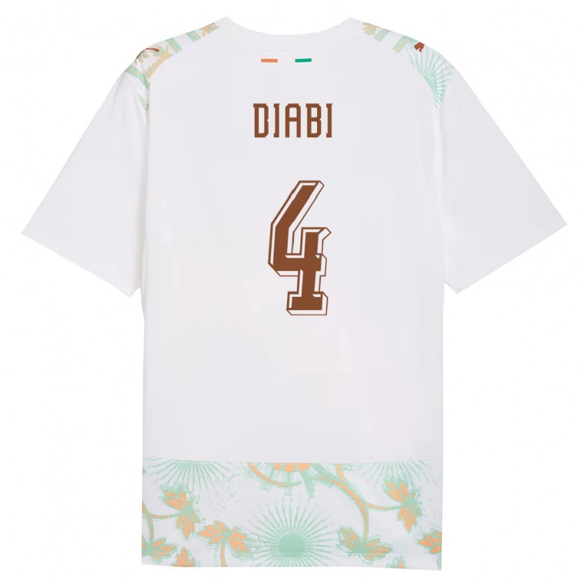 Danxen Niño Camiseta Costa De Marfil Ismail Diabi #4 Blanco Naranja Verde 2ª Equipación 26-28 La Camisa