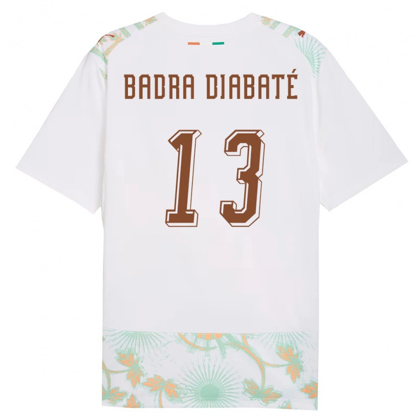 Danxen Niño Camiseta Costa De Marfil Ali Badra Diabaté #13 Blanco Naranja Verde 2ª Equipación 26-28 La Camisa