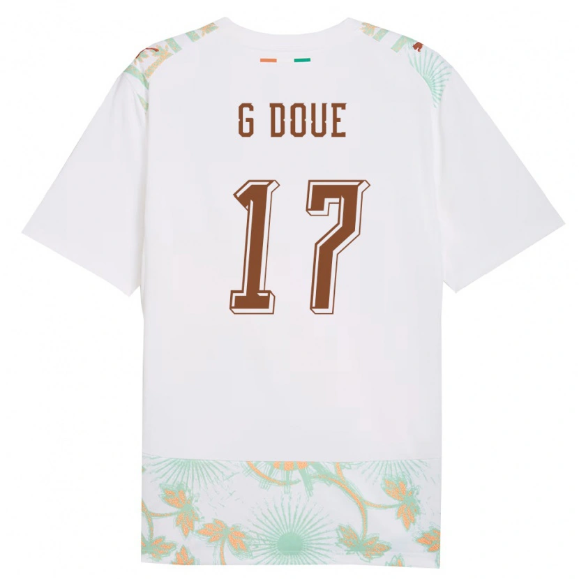 Danxen Niño Camiseta Costa De Marfil Guéla Doué #17 Blanco Naranja Verde 2ª Equipación 26-28 La Camisa