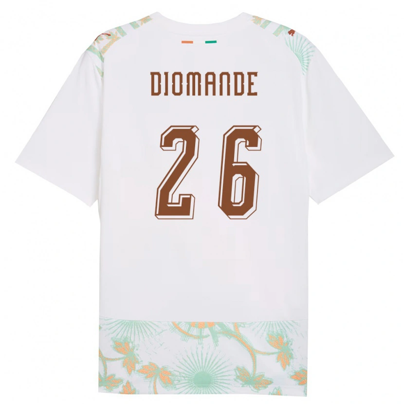 Danxen Niño Camiseta Costa De Marfil Yan Diomande #26 Blanco Naranja Verde 2ª Equipación 26-28 La Camisa
