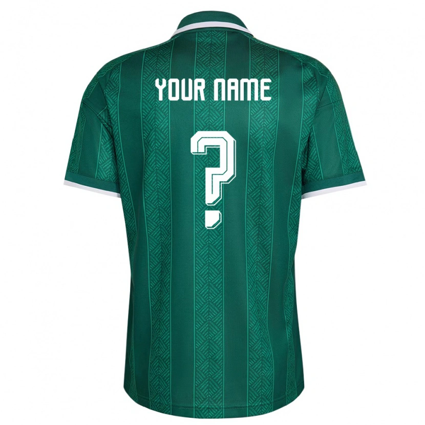 Danxen Niño Camiseta Sudáfrica Su Nombre #0 Verde Blanco Oro 2ª Equipación 26-28 La Camisa