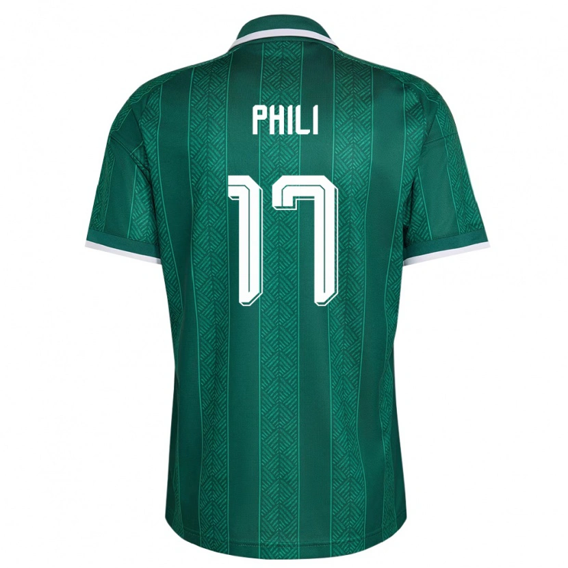 Danxen Niño Camiseta Sudáfrica Langelihle Phili #17 Verde Blanco Oro 2ª Equipación 26-28 La Camisa