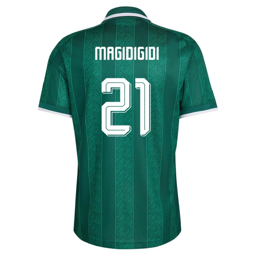Danxen Niño Camiseta Sudáfrica Siviwe Magidigidi #21 Verde Blanco Oro 2ª Equipación 26-28 La Camisa