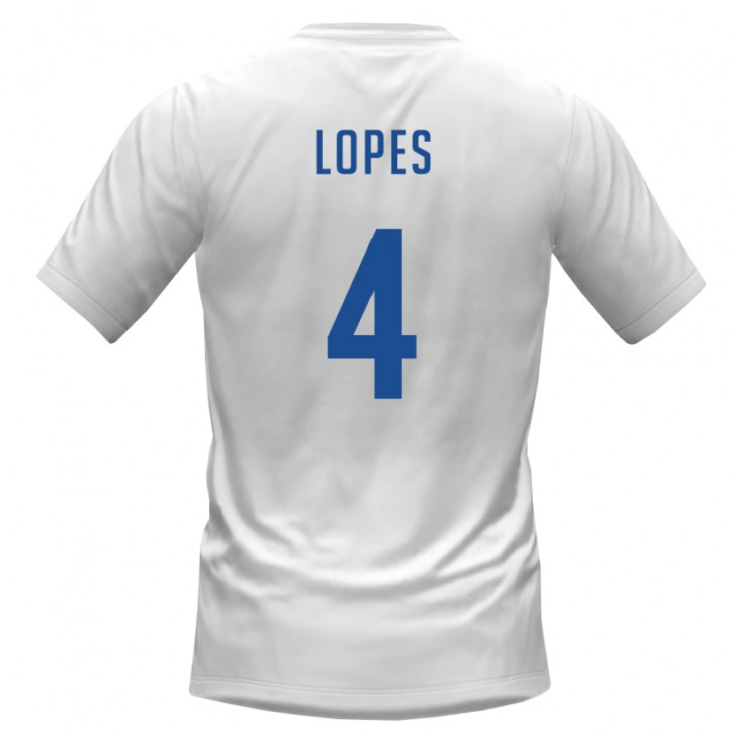 Danxen Niño Camiseta Cabo Verde Roberto Lopes #4 Blanco Borgoña 2ª Equipación 26-28 La Camisa