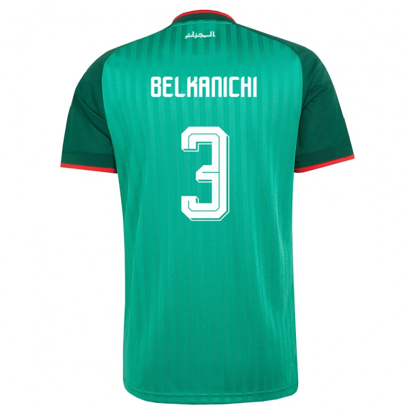 Danxen Niño Camiseta Argelia Anas Belkanichi #3 Verde Rojo Blanco 2ª Equipación 26-28 La Camisa