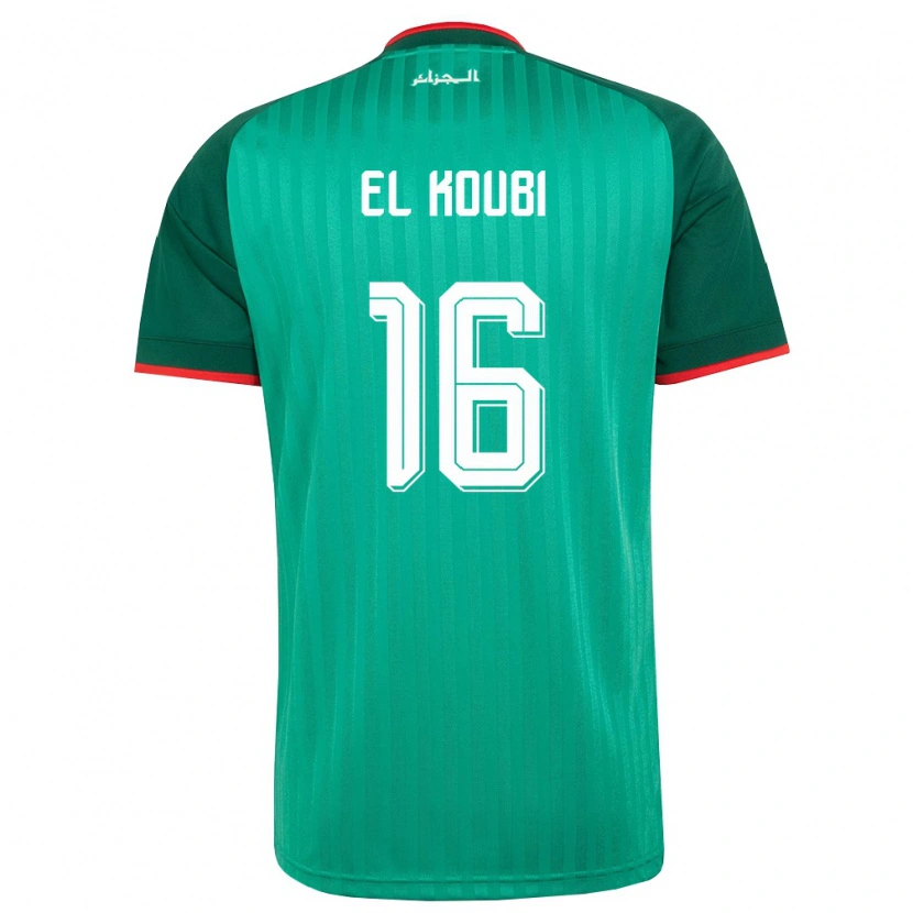 Danxen Niño Camiseta Argelia Mohammed El Koubi #16 Verde Rojo Blanco 2ª Equipación 26-28 La Camisa