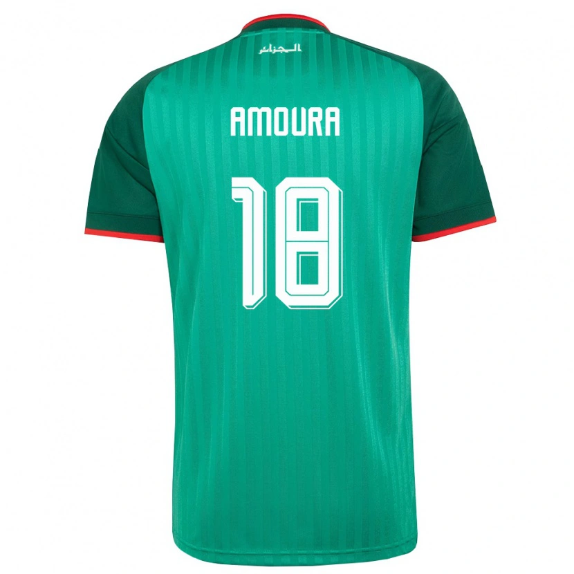 Danxen Niño Camiseta Argelia Mohamed Amoura #18 Verde Rojo Blanco 2ª Equipación 26-28 La Camisa