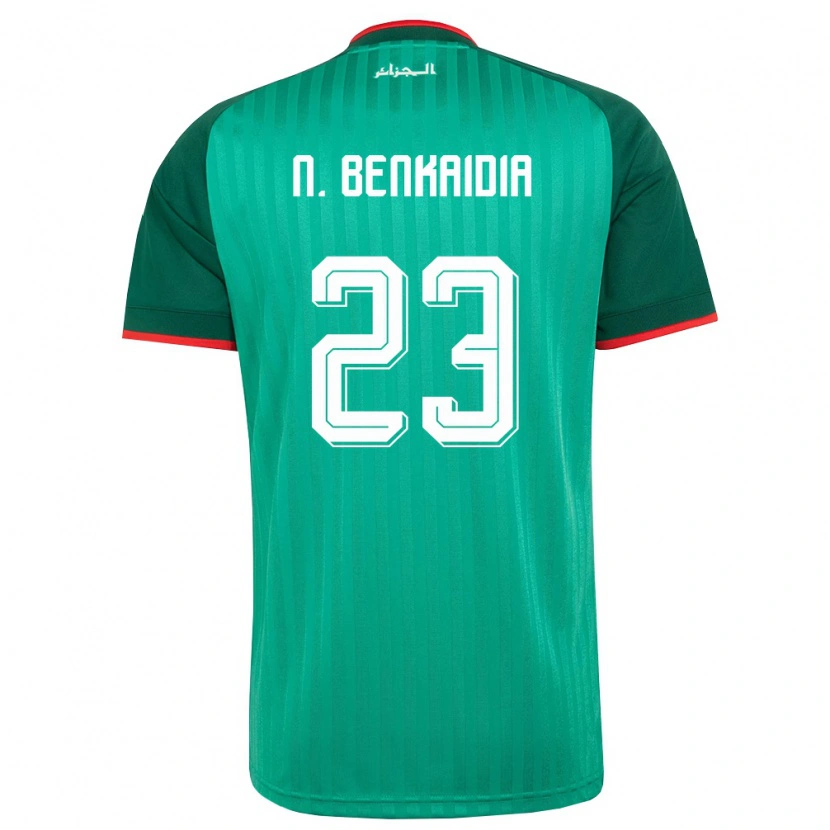 Danxen Niño Camiseta Argelia Nazim Mohamed Salah Benkaidia #23 Verde Rojo Blanco 2ª Equipación 26-28 La Camisa