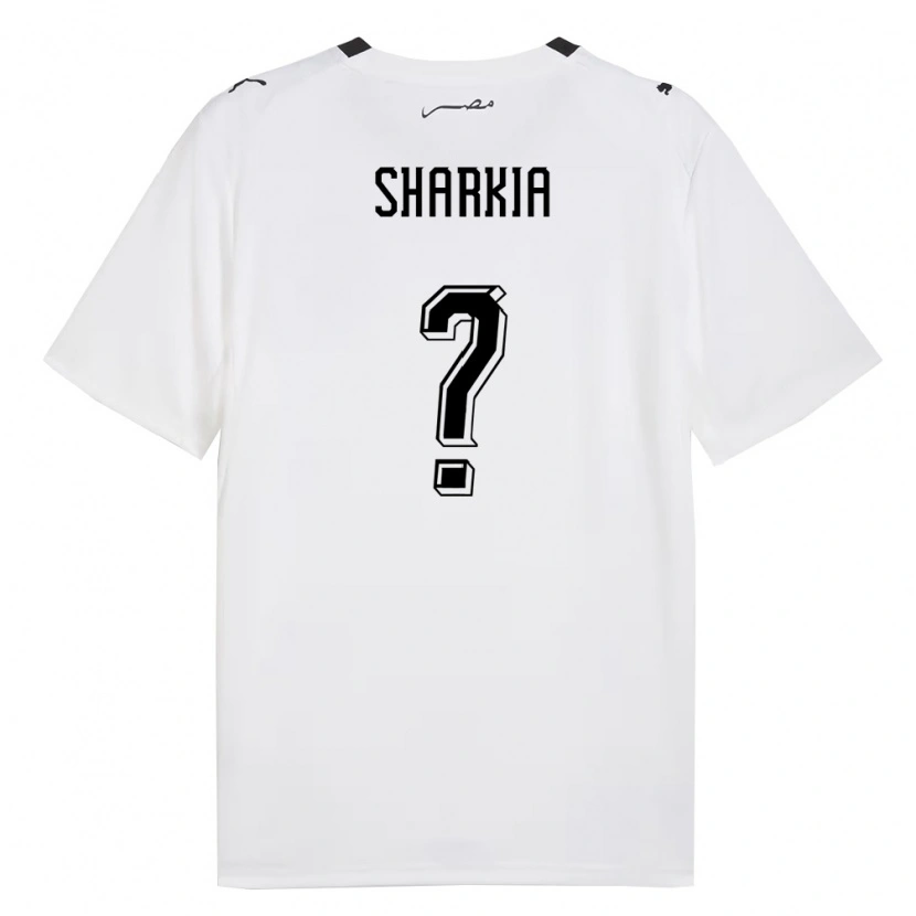 Danxen Niño Camiseta Egipto Mohamed Sharkia #0 Blanco Gris Negro 2ª Equipación 26-28 La Camisa