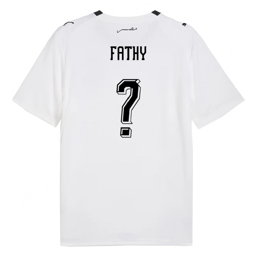 Danxen Niño Camiseta Egipto Asem Fathy #0 Blanco Gris Negro 2ª Equipación 26-28 La Camisa