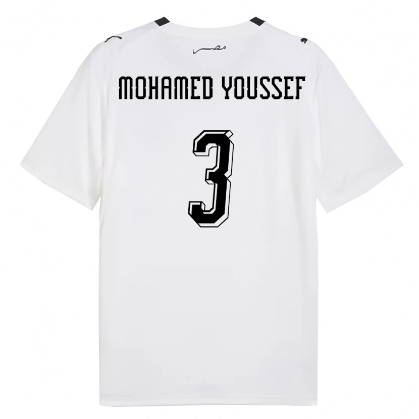 Danxen Niño Camiseta Egipto Adam Mohamed Youssef #3 Blanco Gris Negro 2ª Equipación 26-28 La Camisa
