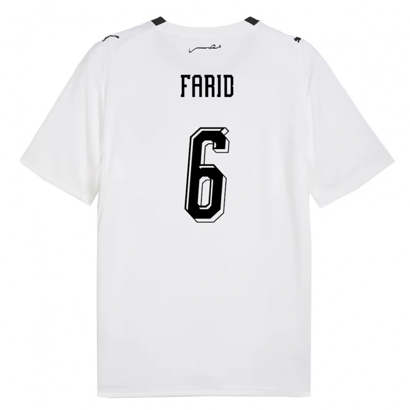 Danxen Niño Camiseta Egipto Adham Farid #6 Blanco Gris Negro 2ª Equipación 26-28 La Camisa