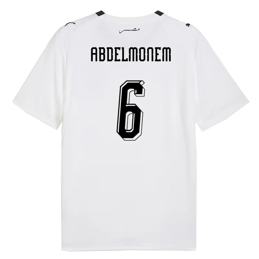 Danxen Niño Camiseta Egipto Mohamed Abdelmonem #6 Blanco Gris Negro 2ª Equipación 26-28 La Camisa