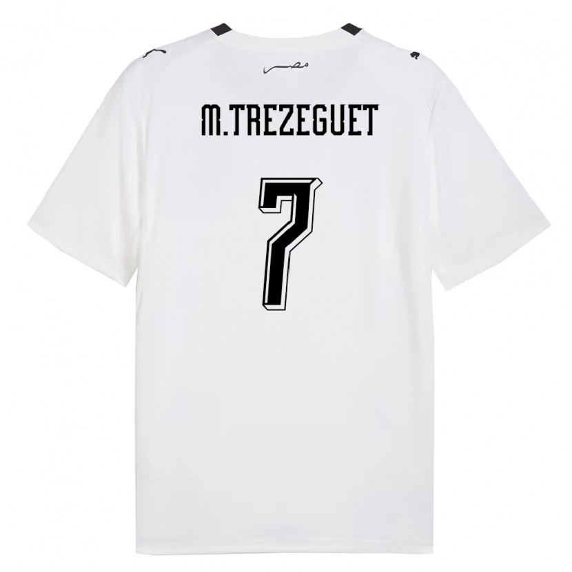 Danxen Niño Camiseta Egipto Trezeguet #7 Blanco Gris Negro 2ª Equipación 26-28 La Camisa
