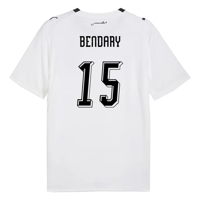 Danxen Niño Camiseta Egipto Mohamed Bendary #15 Blanco Gris Negro 2ª Equipación 26-28 La Camisa