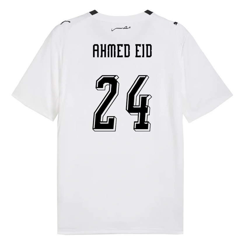 Danxen Niño Camiseta Egipto Ahmed Eid #24 Blanco Gris Negro 2ª Equipación 26-28 La Camisa