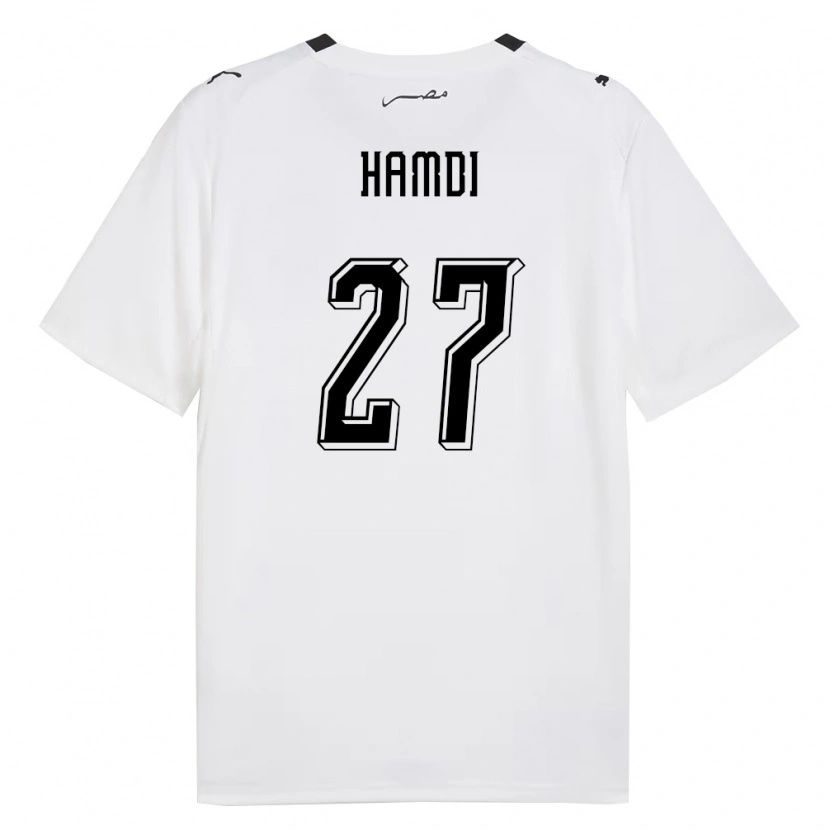 Danxen Niño Camiseta Egipto Mohamed Hamdi #27 Blanco Gris Negro 2ª Equipación 26-28 La Camisa